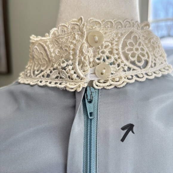 Gunne Sax by Jessica McClintock Blue Ivory Lace Vintage Dress Size 11 - Picture 8 of 15
